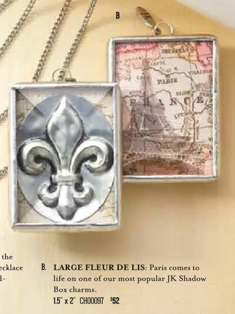 Jewel Kade Silver Fleur de Lis Shadow Box Pendant Necklace
